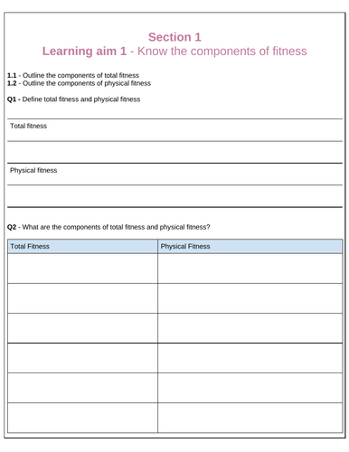 NCFE Level 1 in Sport - Effects of Exercise on Human Body Systems