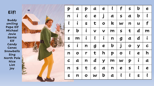 KS2 Fun Christmas 'Buddy the Elf'  Movie Wordsearch - PDF