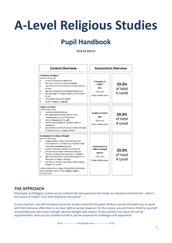 Bundle: Teacher's supporter Pack, OCR Religious Studies A-level