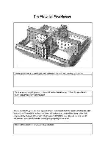 English Non Fiction KS3 / KS4 Victorian Workhouse Comprehension, Analysis and Writing Tasks