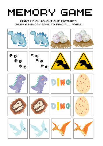 Dinosaur Memory Pairs Game