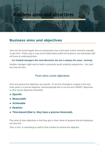 Unit 1.4 Aims and Objectives