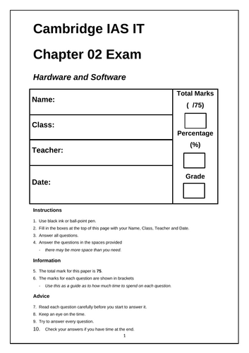 AS ICT 9626 - CHAPTER 2 HARDWARE AND SOFTWARE