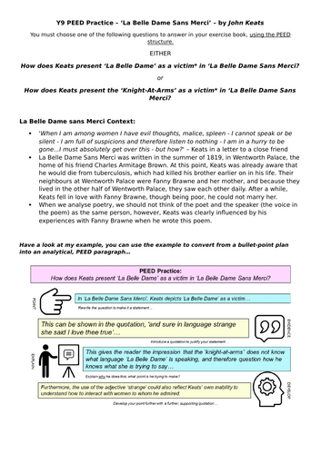 PEED Practice - GCSE - La Belle Dame Sans Merci - John Keats