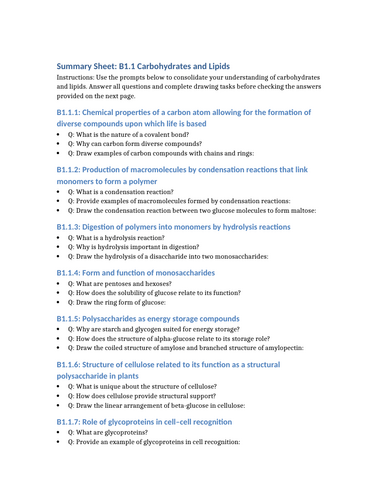 IB Biology Knowledge checks