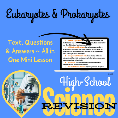 Eukaryotes & Prokaryotes Biology Lesson, Worksheet & Answers GCSE Exam Prep for Secondary School Kid