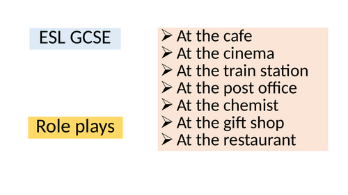 ESL GCSE Roleplays