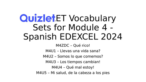 EDEXCEL 2024 Spanish Module 4 - Vocabulary Sets (QUIZLET)