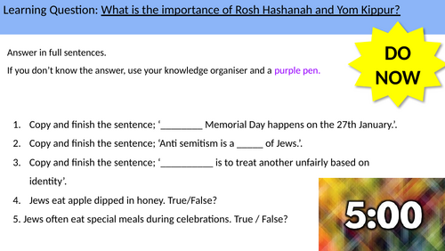 10.13 Rosh Hashanah & Yom Kippur, Judaism