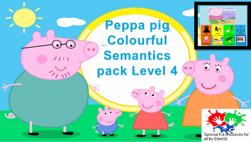 ''Peppa Pig'' C. Semantics Level4 (Who, What doing, What, Where) (20 cards)