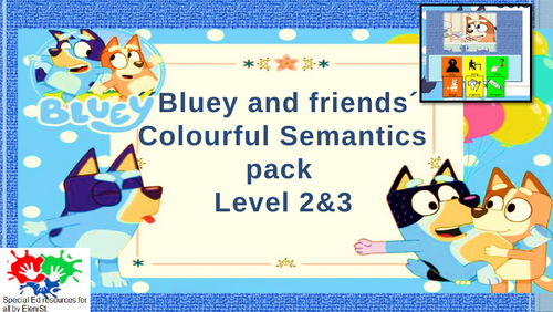 ‘‘Bluey and Friends’’ Colourful Semantics pack Level 2&3 (76 cards in total)