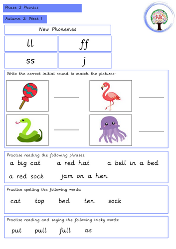 Early Reading & Phonics Homework/ Support Sheet- Autumn 2 (Reception)