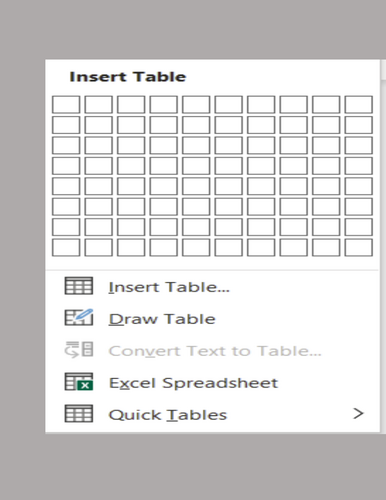 MS Word _insert table