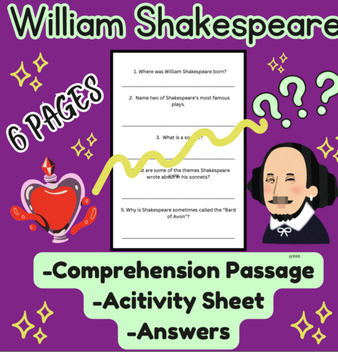 William Shakespeare: The Bard of Avon - Engaging Reading & Activity!