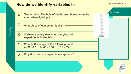 KS3 Science Investigation inc variables and planning