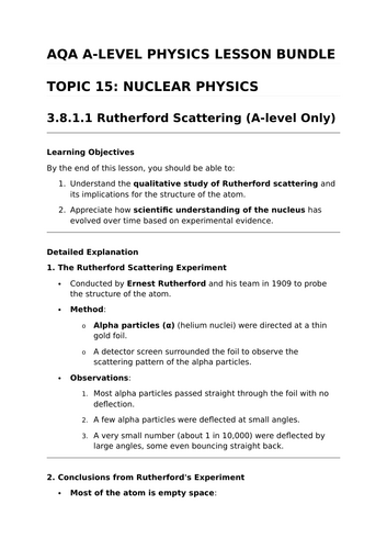 NUCLEAR PHYSICS - Complete Lesson Bundle for AQA A-Level Physics