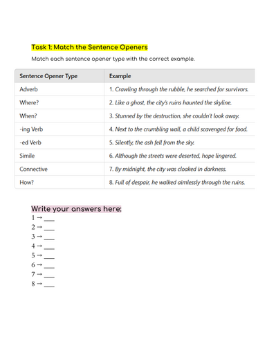 Varying Sentence Openers