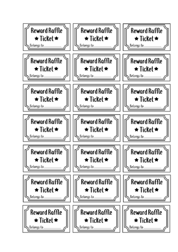 Reward Raffle System - Printable Raffle Tickets