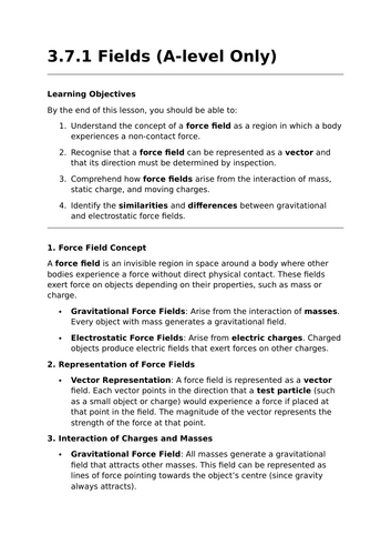 FIELDS - AQA A-Level Physics Lesson