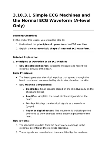 SIMPLE ECG MACHINES AND THE NORMAL ECG WAVEFORM - AQA A-Level Physics Lesson