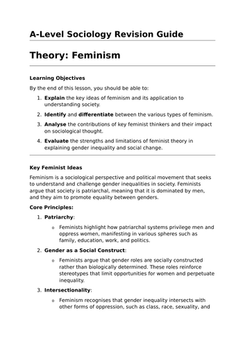 Feminism - A-Level Sociology