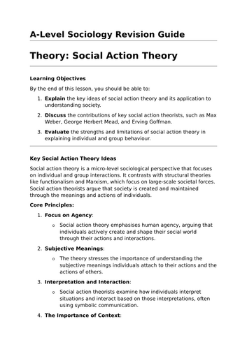 Social Action Theory - A-Level Sociology