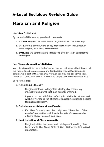 Marxism and Religion - A-Level Sociology