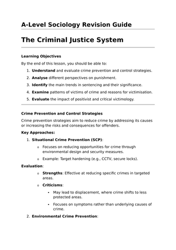 The Criminal Justice System - A-Level Sociology