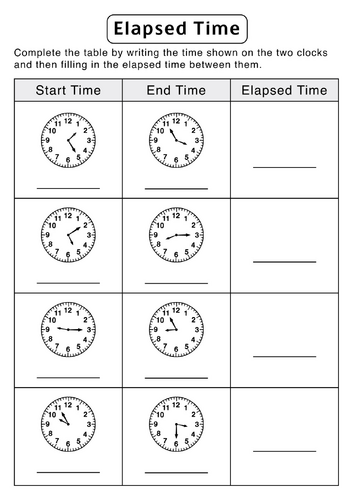 2nd Grade Elapsed Time Activity Worksheets