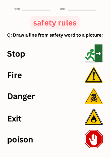 Printable Safety Rules Activity Worksheets for kindergarten