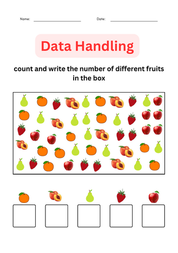 Data Handling Number Worksheets for Grade 1, 2, 3