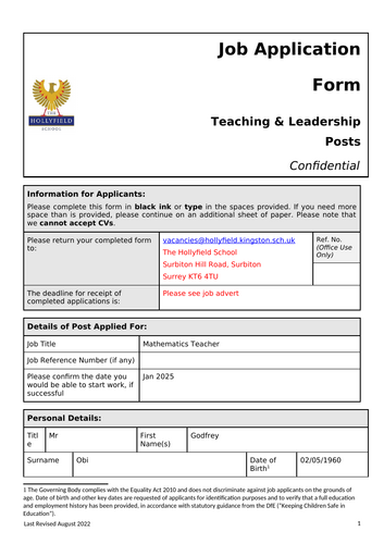 HollyField Form