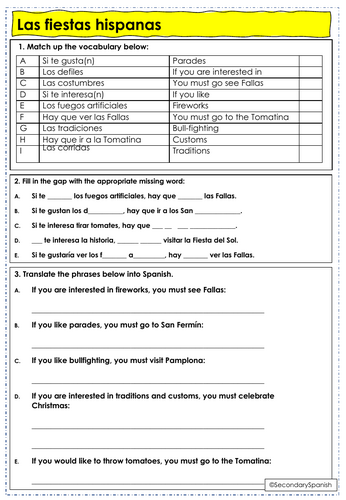 Festivals worksheet