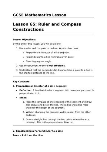 Ruler and Compass Constructions - GCSE Maths Lesson