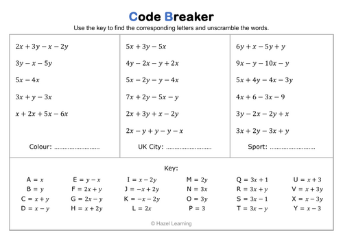 Code Breaker - Collecting Like Terms