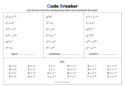 Code Breaker - Index Laws (F)