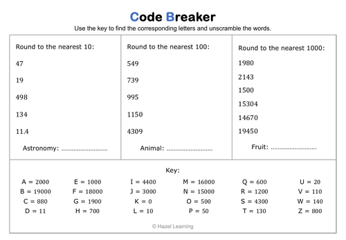 Code Breaker - Rounding (10, 100, 1000)