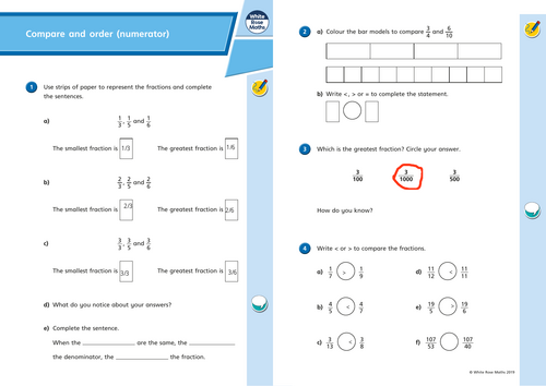 compare and order numerator