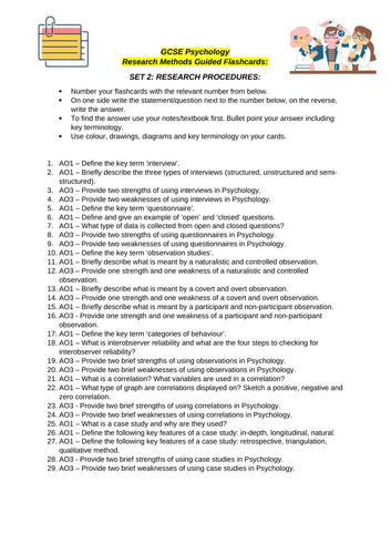 GCSE Psychology Research Methods Guided Flashcards