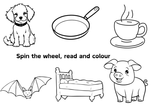 Spin the wheel, read and colour