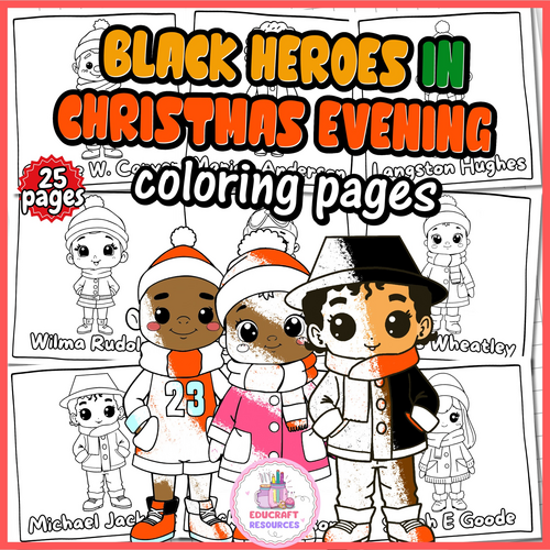 Black Heroes in Christmas Coloring Pages | African American Coloring sheets