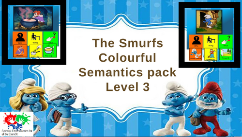 ‘‘The Smurfs’’ Colourful Semantics pack Level 3 (48 cards in total)