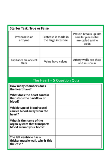 GCSE AQA Biology The heart and Blood Vessels