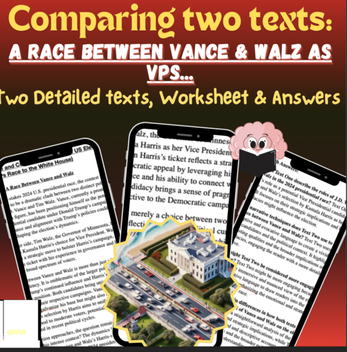 2024 VP Showdown: Compare & Contrast Texts with Engaging Worksheet for GCSE & IGCSE English Lessons