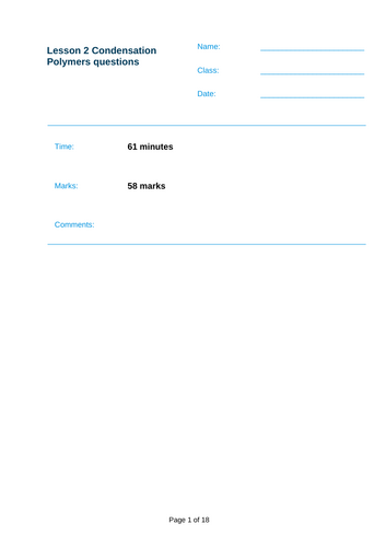 Condensation Polymers / polymerisation Yr13 chemistry
