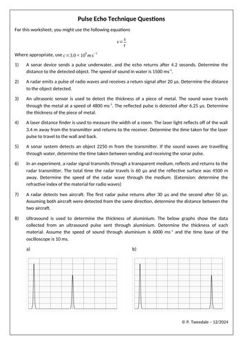 Pulse Echo Technique Calculations