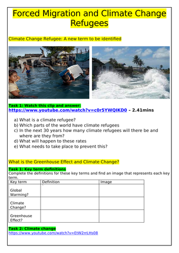 Multi-lesson Climate Change Refugees Worksheet - Kiribati