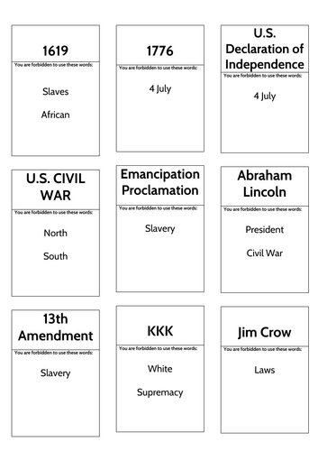 Black Civil Rights Taboo Game