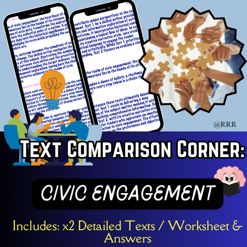 Civic Engagement: Compare & Contrast Two Texts with Worksheet & Answers for GCSE & IGCSE English