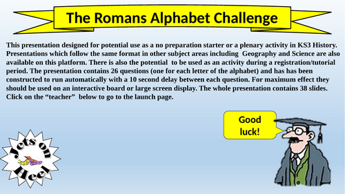 A Roman Empire Alphabet Starter Challenge